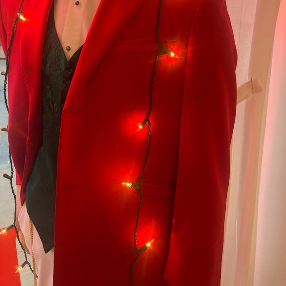 Red Long Tuxedo Coat - Valentines Jacket! - Picture 5 of 8